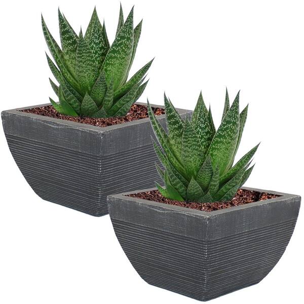 Sunnydaze Decor Residency Fiber Clay Modern Elongated Durable Indoor/Outdoor Planter Flower Pot (Set of 2)