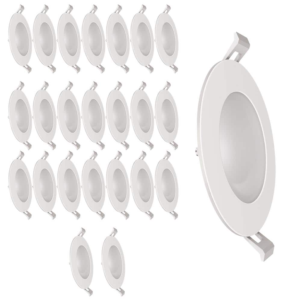 4 in. 540 Lumens Selectable CCT Dimmable Integrated LED Canless Recessed Light Trim, White 24-Pack price history on PriceWatchPro