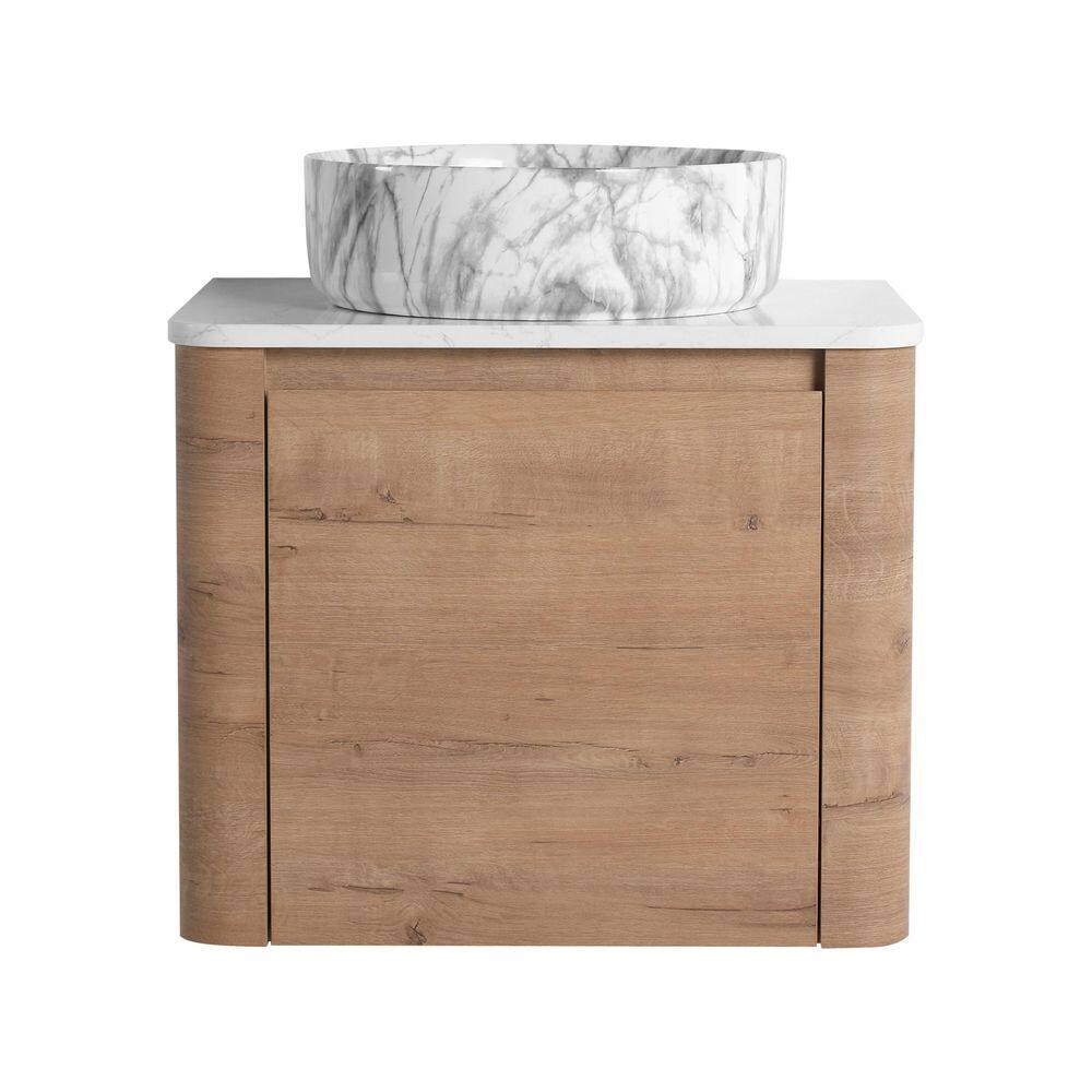 23.63 in. Floating Single Sink Imitative Oak Bath Vanity with White Engineered Stone Top and Stone Gray Ceramic Basin price history on PriceWatchPro