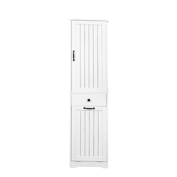 18 in. W x 11.8 in. D x 70.8 in. H White MDF Freestanding Linen Cabinet with 1 Storage cabinet and 1 Drawer