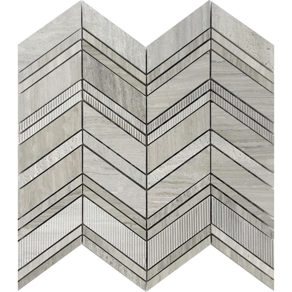 Wooden Beige 4 in. x 5 in. Chevron Polished and etched Marble Mosaic Floor and Wall Tile Sample (0.13 sq. ft./Piece) price history on PriceWatchPro