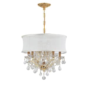 Brentwood 6-Light Gold Crystal Chandelier with Silk Shade