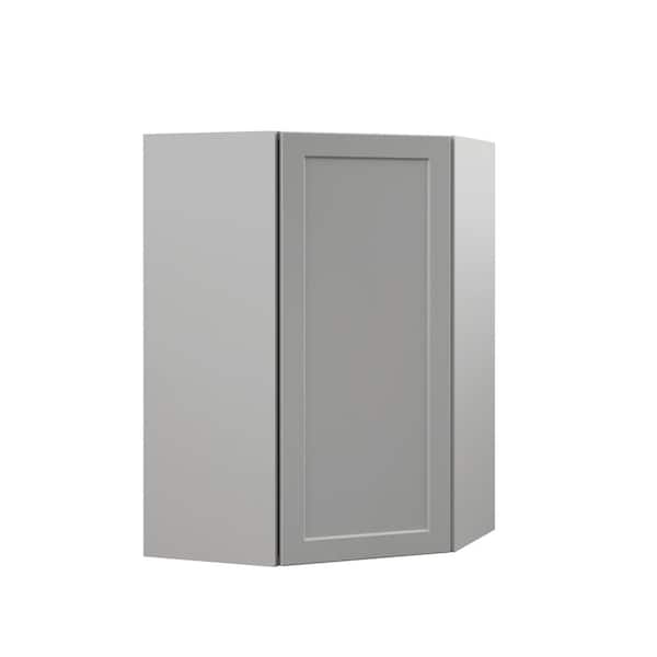 Hampton Bay Designer Series Melvern Assembled 24x36x12.25 in. Diagonal Wall Kitchen Cabinet in Heron Gray