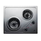 21 in. Coil Electric Cooktop in Stainless Steel with 2 Elements, 220-Volt