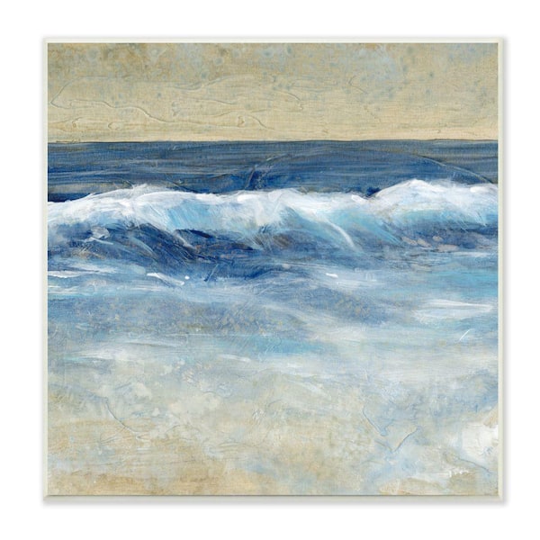 Stupell Industries "Incoming Beach Contemporary Painting Soft Whitecaps" by Tim O'Toole Unframed Nature Wood Wall Art Print 12 in. x 12 in.