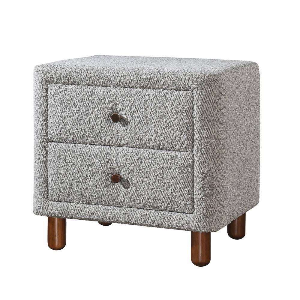 Acme Furniture Cleo Gray Boucle 2 - Drawer 16.54 in. W Nightstand BD02473 -  The Home Depot