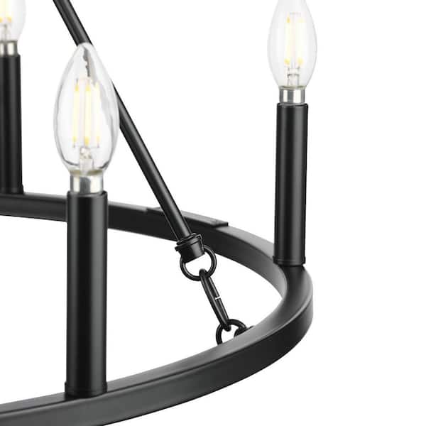Progress Lighting Gilliam 6-Light Matte Black Farmhouse Chandelier