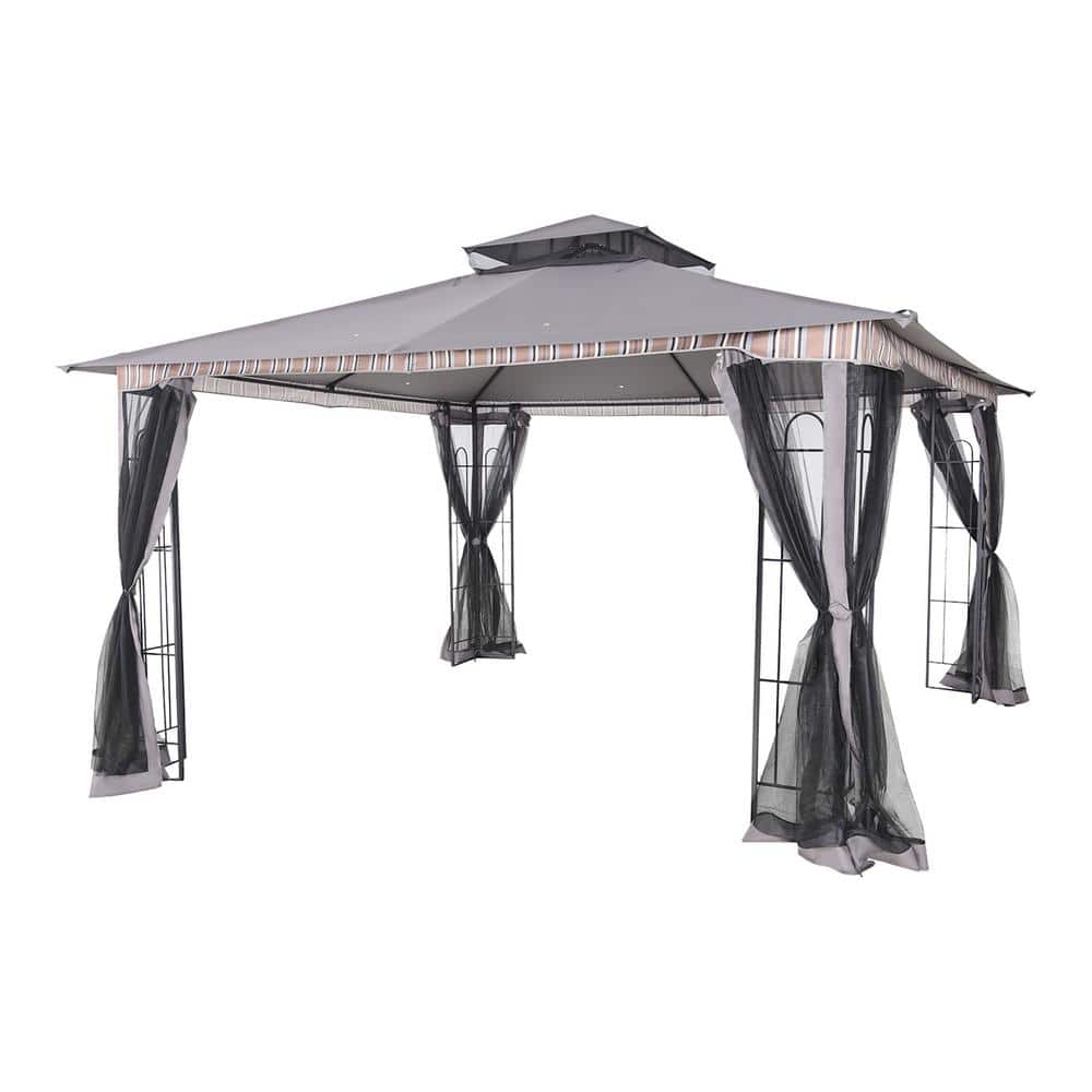 13 ft. x 11 ft. Gary Steel Outdoor Patio Gazebo with Mosquito Netting