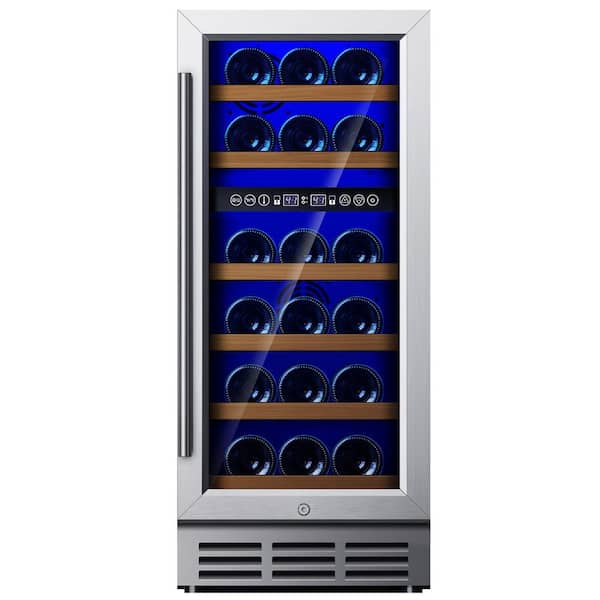 Cellar Cooling Unit 15 in. Digital Control 30-Wine Bottles Wine Cooler in Black, Dual Zone with 6-Adjustable Shelves