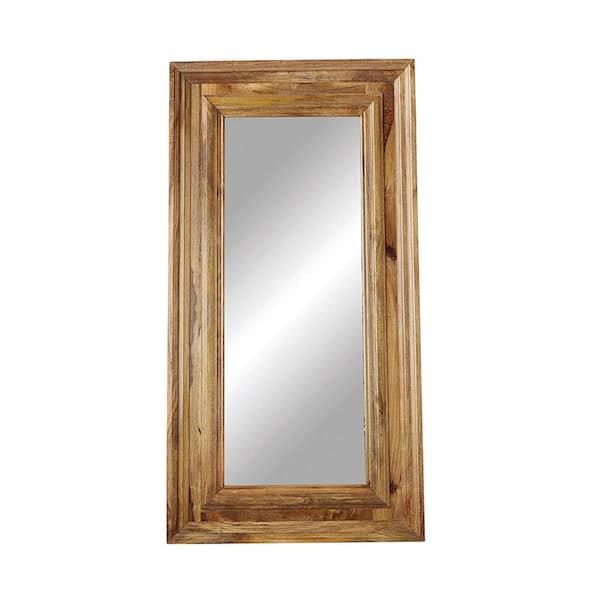 Storied Home 38.25 in. W x 74 in. H Mango Wood Natural Finish Rectangle Decorative Mirror