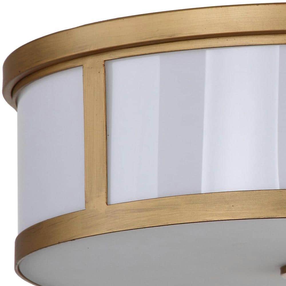 Avery Antique Gold 17" Contemporary Drum Flush Mount LED Ceiling Light
