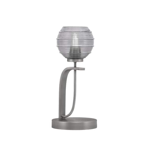 Unbranded Olympia 15.75 in. Graphite Piano Desk Lamp with Smoke Ribbed Glass Shade