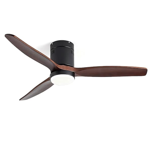 Jushua 52 in. Smart Indoor 3CCT Low Profile Standard Ceiling Fan with Integrated LED Light, Reversible Blades