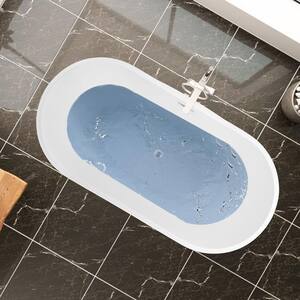 Domme 59 in. x 29.5 in. Soaking Bathtub with Center Drain in White/Polished Chrome