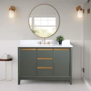 48 in. W x 22 in. D x 34 in. H Single Sink Bathroom Vanity in Vintage Green with Engineered Marble Top