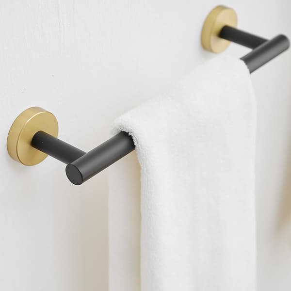 5-Piece Bathroom Hardware Set with Bathroom Towel Rack in Matte Black