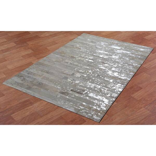 5 by 8-Feet Gray Matador Leather Chindi Rug 5 by 8-Feet Gray Matador Leather Chindi Rug