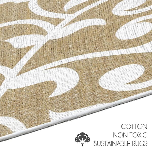 SUSSEXHOME Floral Beige 44 in. x 24 in. and 31.5 in. x 20 in. Non Skid,  Washable, Thin, Multipurpose Kitchen Rug Mat (Set of 2) KTC-SN-02-Set - The  Home Depot