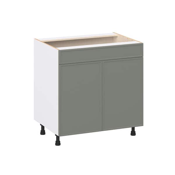Fairview 33 in. W x 24 in. D x 34.5 in. H Assembled Slim Shaker Sink Base Kitchen Cabinet in Moss Green with Falsefront