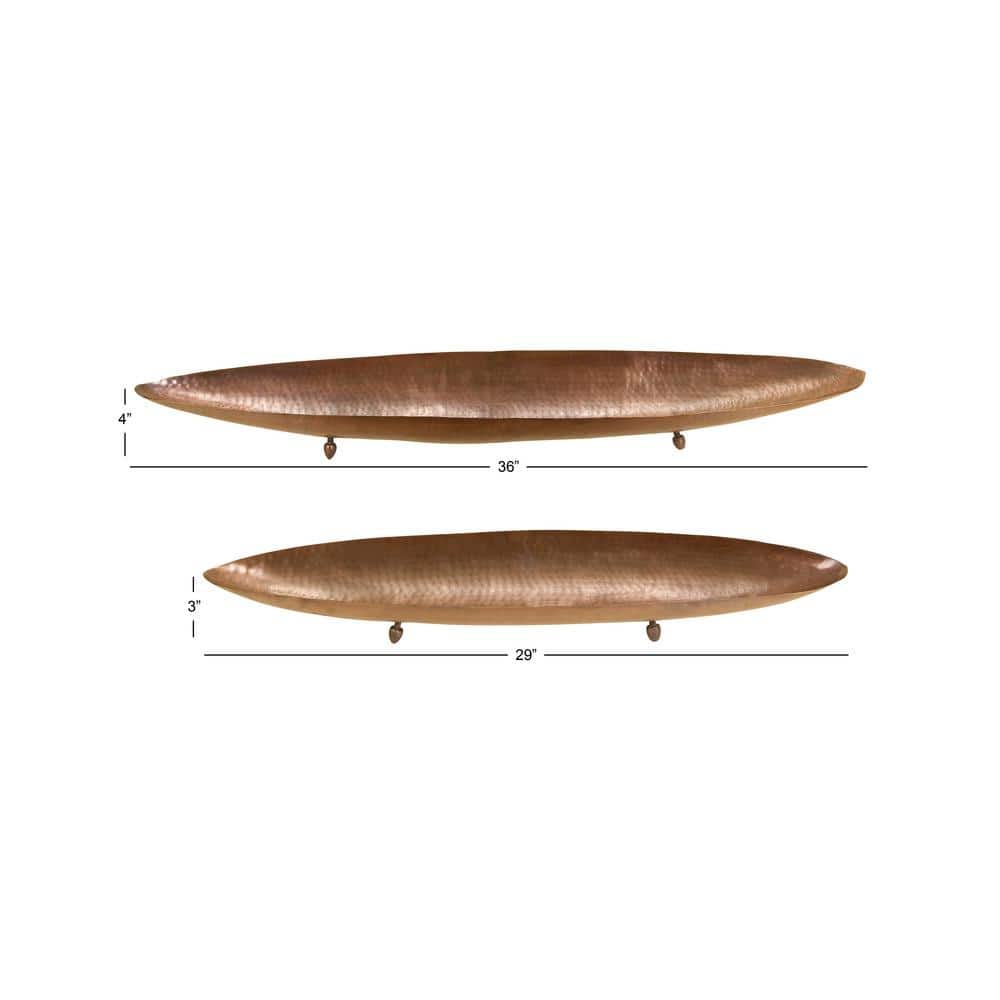 Brown Hammered Metal Decorative Trays, Set of 2