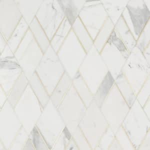 Mehko Calacatta 11.81 in. x 14.96 in. Polished Marble and Brass Wall Tile (1.22 sq. ft./Each)