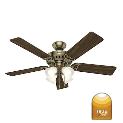 Studio Series 52 in. LED Antique Brass Indoor Ceiling Fan with Light Kit