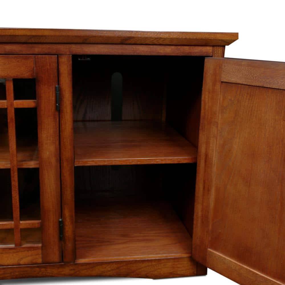 Mission Oak 60-Inch TV Stand with Glass Doors