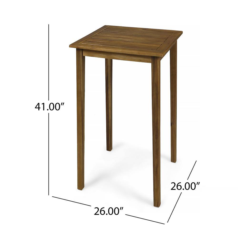 Teak Brown Acacia Wood Square Outdoor Bar Table