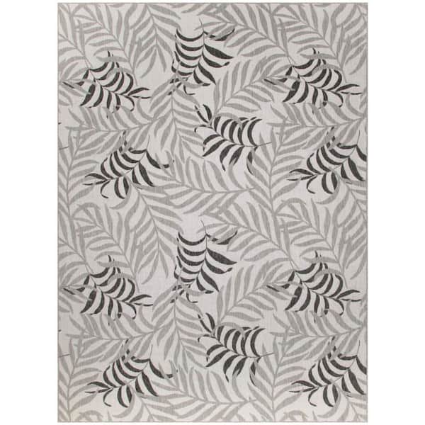 Nourison Garden Oasis Grey 8 ft. x 10 ft. Nature-inspired Contemporary Area Rug