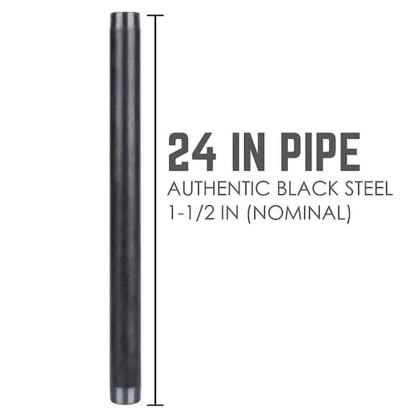 1-1/2 in. x 24 in. Industrial Steel Grey Plumbing Pipe in Black (4-Pack)
