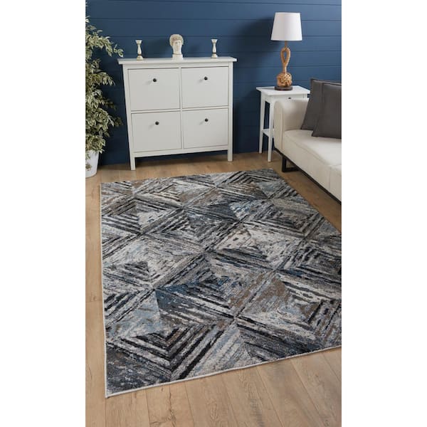 Rue Taupe 3 ft. x 5 ft. Geometric Transitional Area Rug