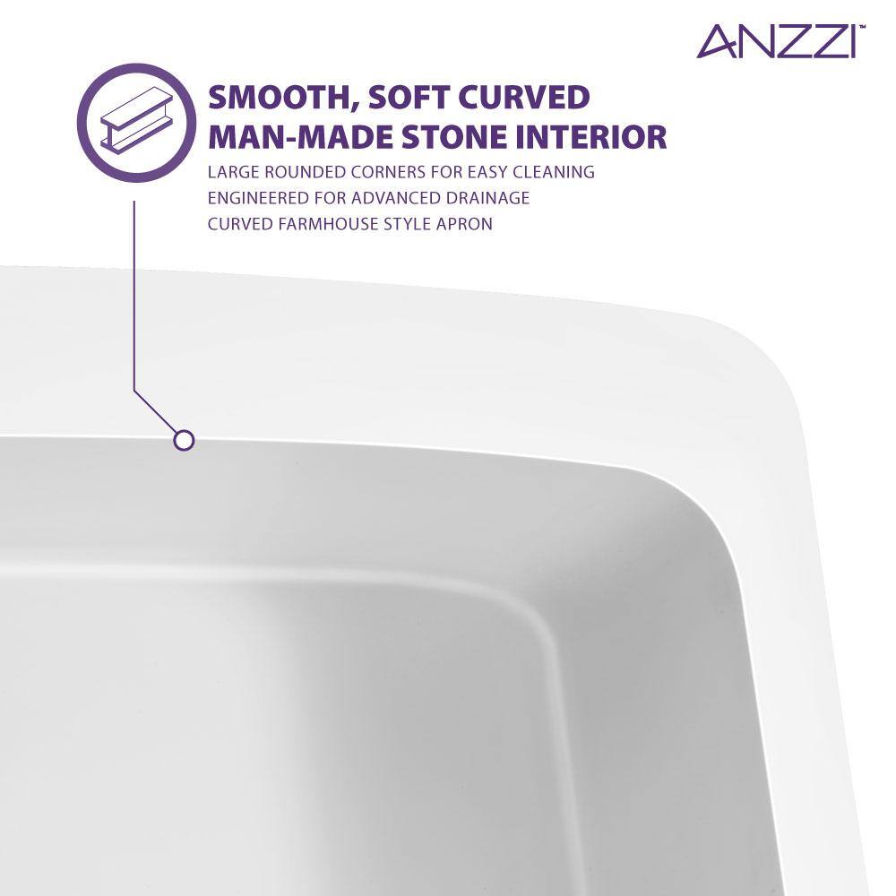 Mesa 33'' Matte White Farmhouse Stone Kitchen Sink