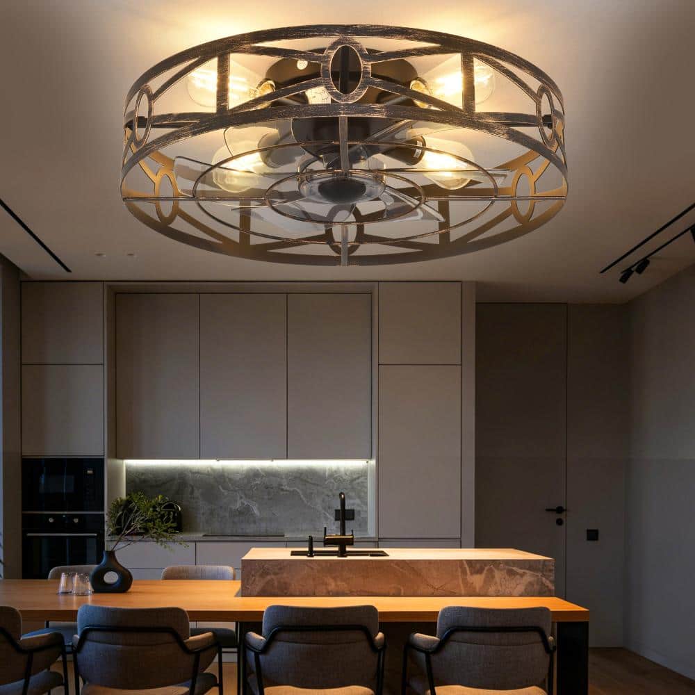 20 in. Copper Flush Mount Caged Farmhouse Ceiling Fan with Light E26*4 (excl. bulbs) Industrial with Remote for Kitchen price history on PriceWatchPro