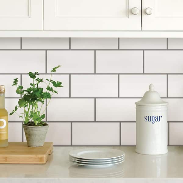 Avignon 10 in. x 10 in. Black Peel and Stick Backsplash Tiles
