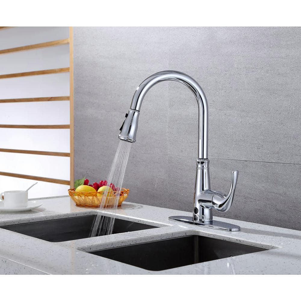 Chrome Single-Handle Pull-Down Touchless Kitchen Faucet