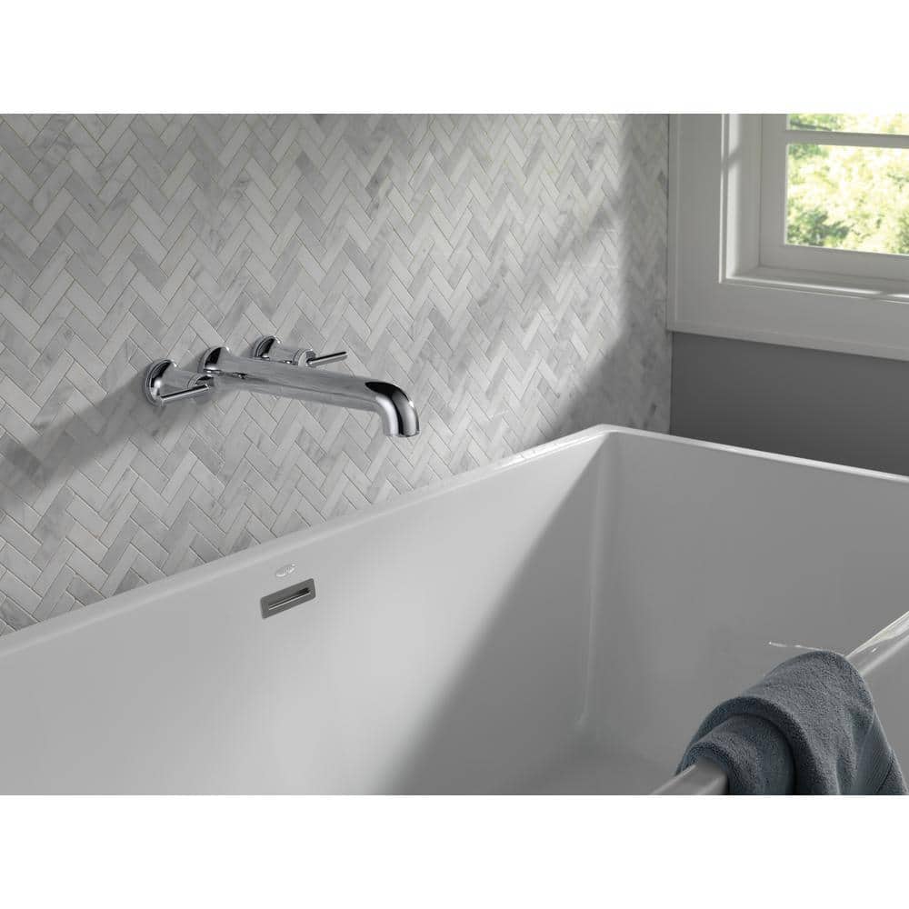 Sleek Modern Chrome Wall-Mounted Roman Tub Faucet with Dual Handles