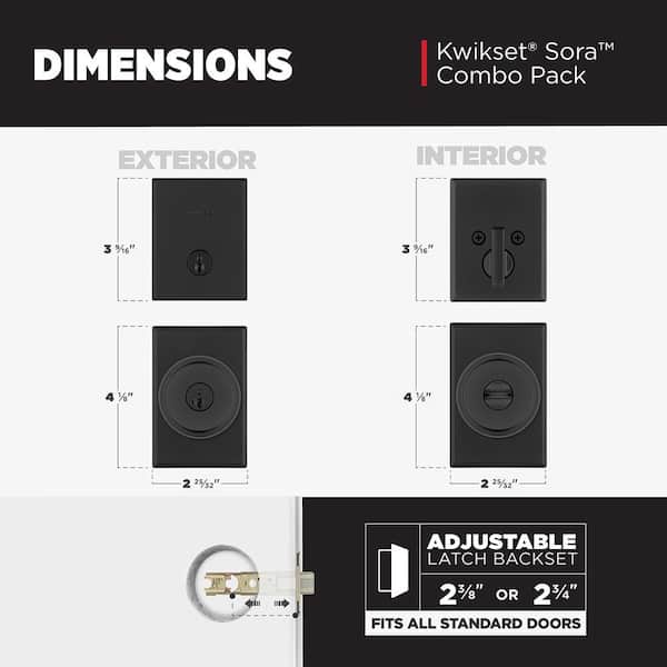 Kwikset Sora Matte Black Keyed Entry 2.19 in. Door Knob and Single