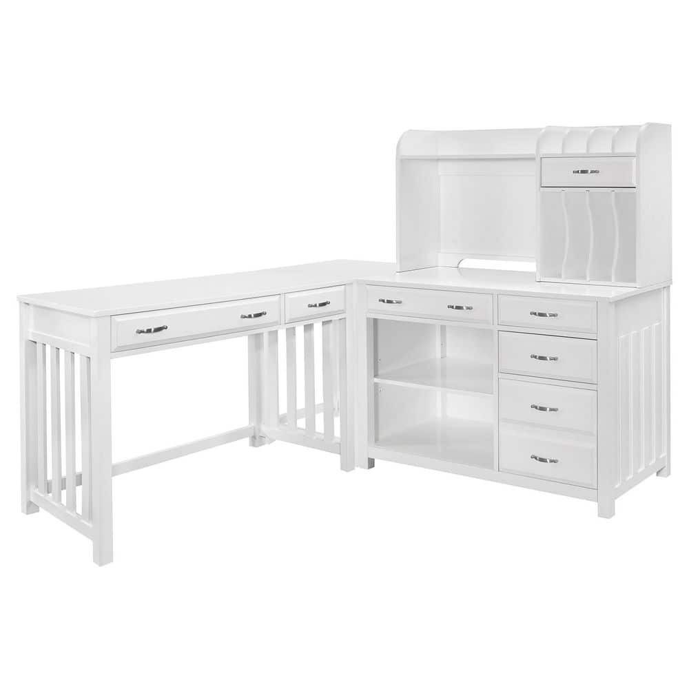 EVERGLADE HOME Merritt 66 in. Rectangular White Wood 4Piece Corner