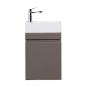 Elegant 17.9 in. W x 10 in. D x 20.5 in. H Floating Bath Vanity in Gray with White Solid Surface Top
