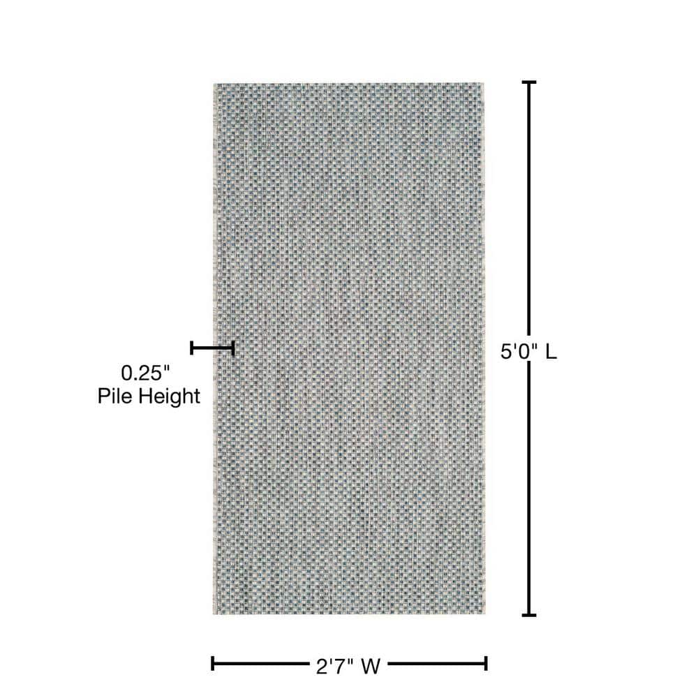 Reversible Easy-Care Synthetic Area Rug in Sleek Gray, 2'7" x 5'