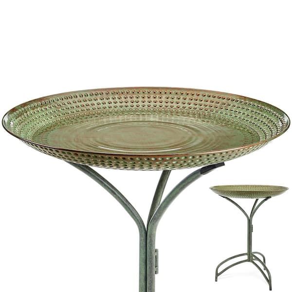 Good Directions 20 in. Blue Verde Copper Bird Bath with Stand