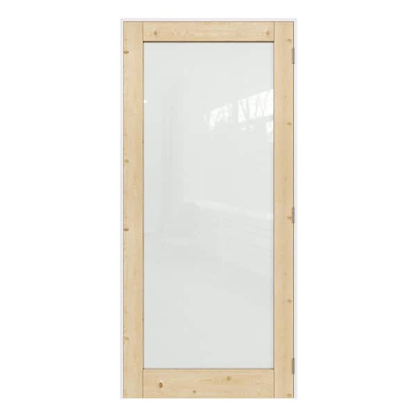 ARK DESIGN 36 in. x 80 in. 1-Lite Frosted Glass Left Solid Core Unfinished Pine Wood Single Prehung Interior Door + Separate Jamb