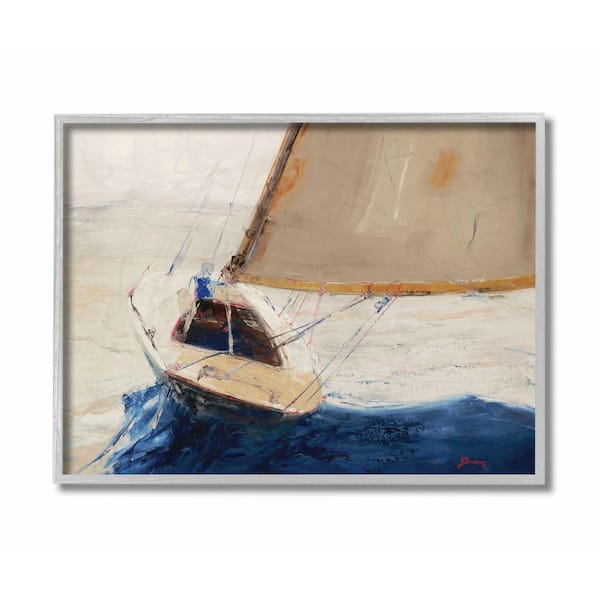 Stupell Industries "Ocean Sailboat Soaring Impressionist Beach Painting" by Third and Wall Framed Wall Art 11 in. x 14 in.