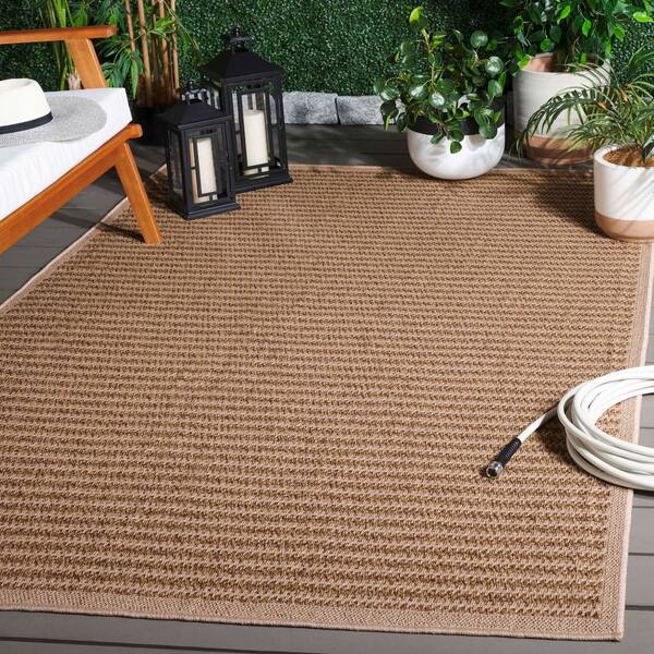 Atrium Sisal Beige 5 ft. x 8 ft. Modern Striped Indoor/Outdoor Area Rug