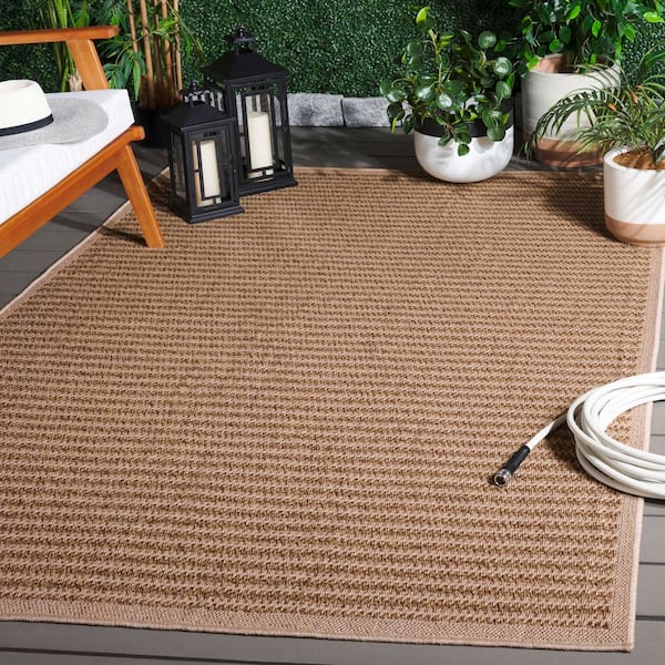 Atrium Sisal Beige 9 ft. x 12 ft. Modern Striped Indoor/Outdoor Area Rug