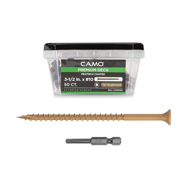 CAMO 3-1/2 in. #10 Tan Star Drive Exterior Bugle Head Wood Deck Screws (50-Count)
