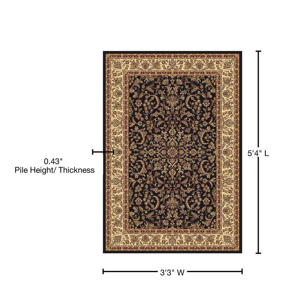 Black and Beige Synthetic Traditional Rectangular Area Rug
