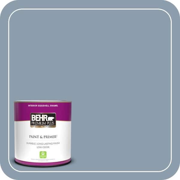 BEHR PREMIUM PLUS 1 qt. #ICC-65 Relaxing Blue Eggshell Enamel Low Odor Interior Paint & Primer