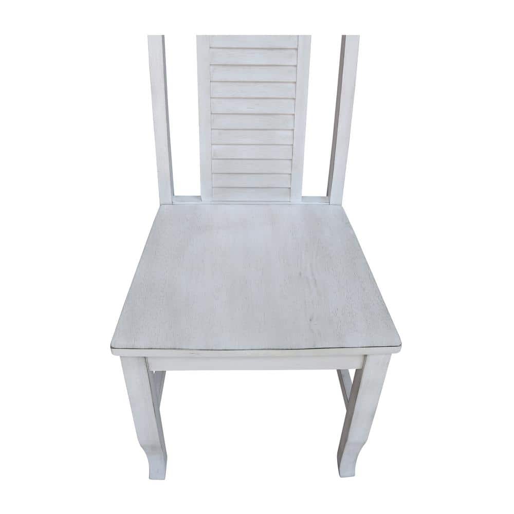 Elegant Antique Chalk Rubberwood Side Chair, 40" High