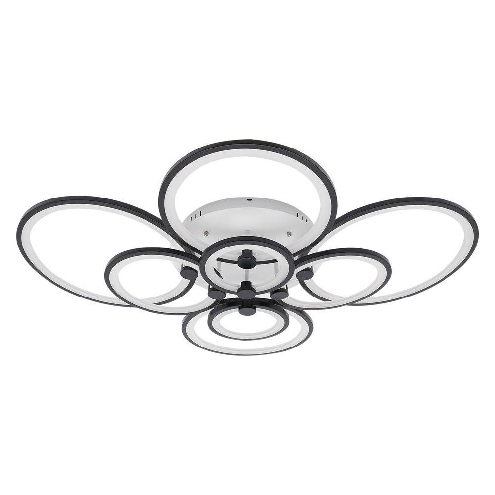41.33 in. 8-Light Black and White Modern Selectable LED Semi-Flush Mount Ceiling Light with Remote Control price history on PriceWatchPro